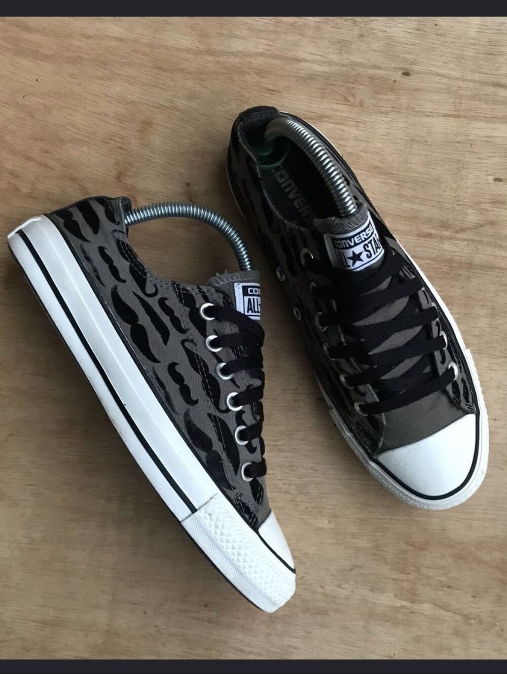 NWOT Converse All Star Mustache Sneakers Black Gray Chucks